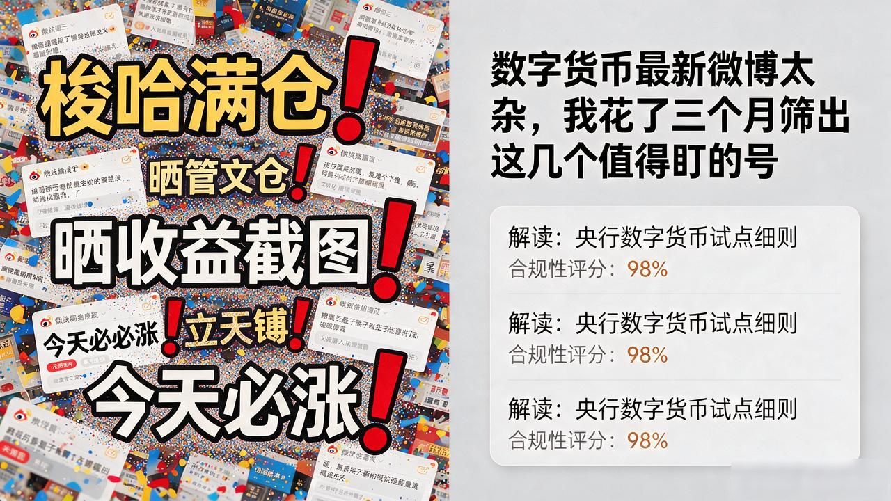 数字货币最新微博太杂，我花了三个月筛出这几个值得盯的号