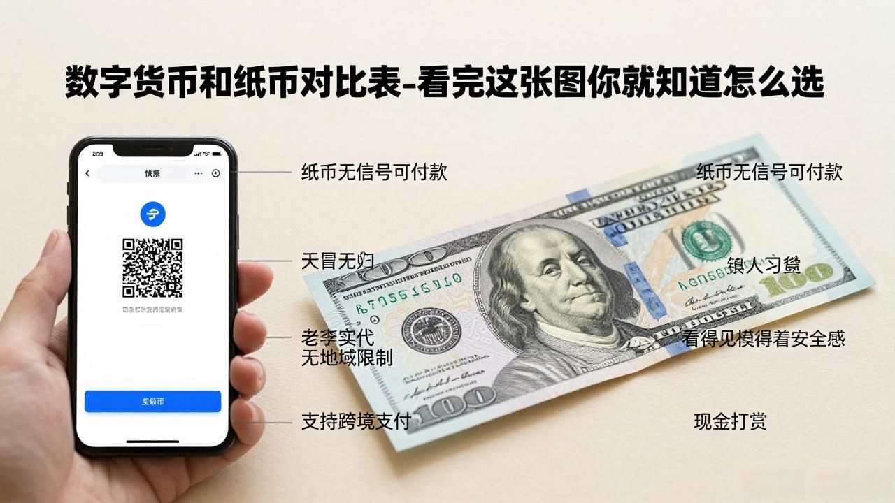 数字货币和纸币对比表_看完这张图你就知道怎么选