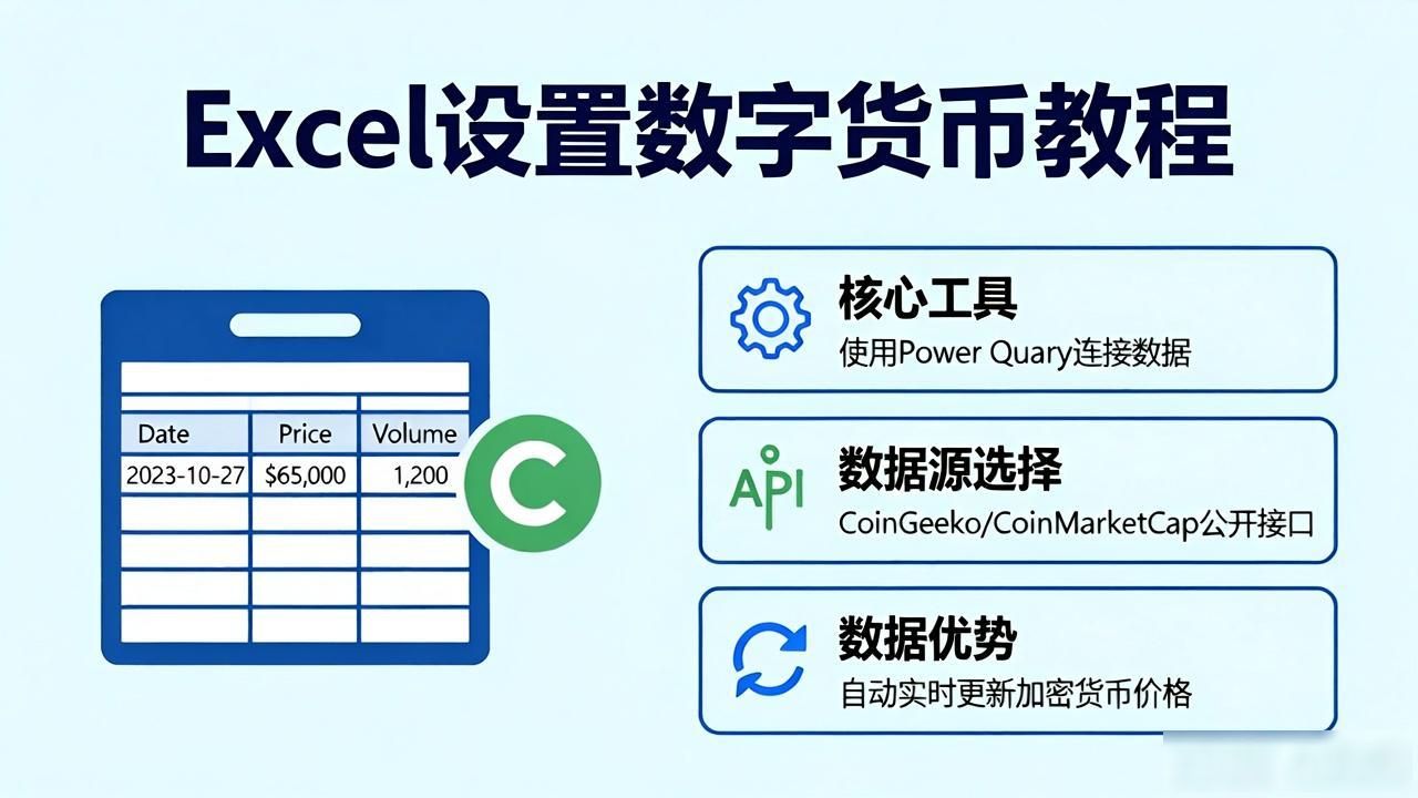 excel数字货币怎么设置_Excel数字货币持仓记录表搭建方法_Excel导入加密货币实时价格API