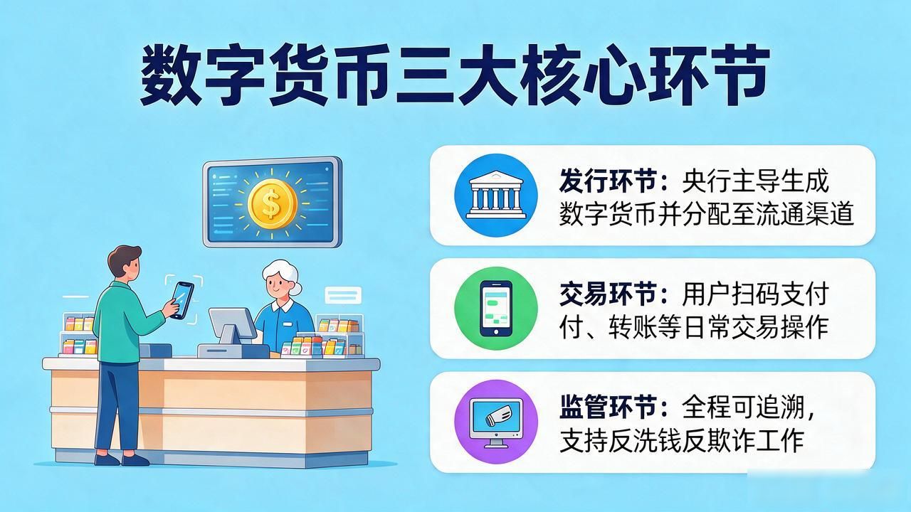 数字货币三个环节是什么？一文讲清发行、交易和监管